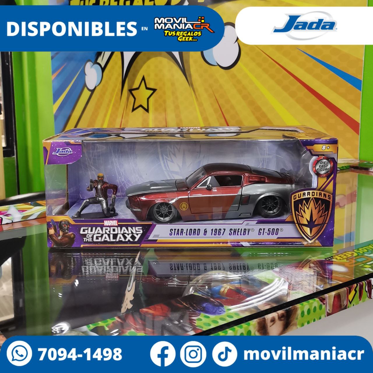 Carro Jada Toys Guardians of the Galaxy Star Lord 1967 Mustang Shelby GT 500 Escala 124 frente 1