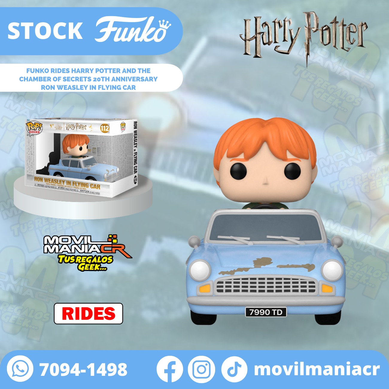 Funko Pop Harry Potter and the Chamber of Secrets 20th Anniversary Ron Weasley in Flying Car #112