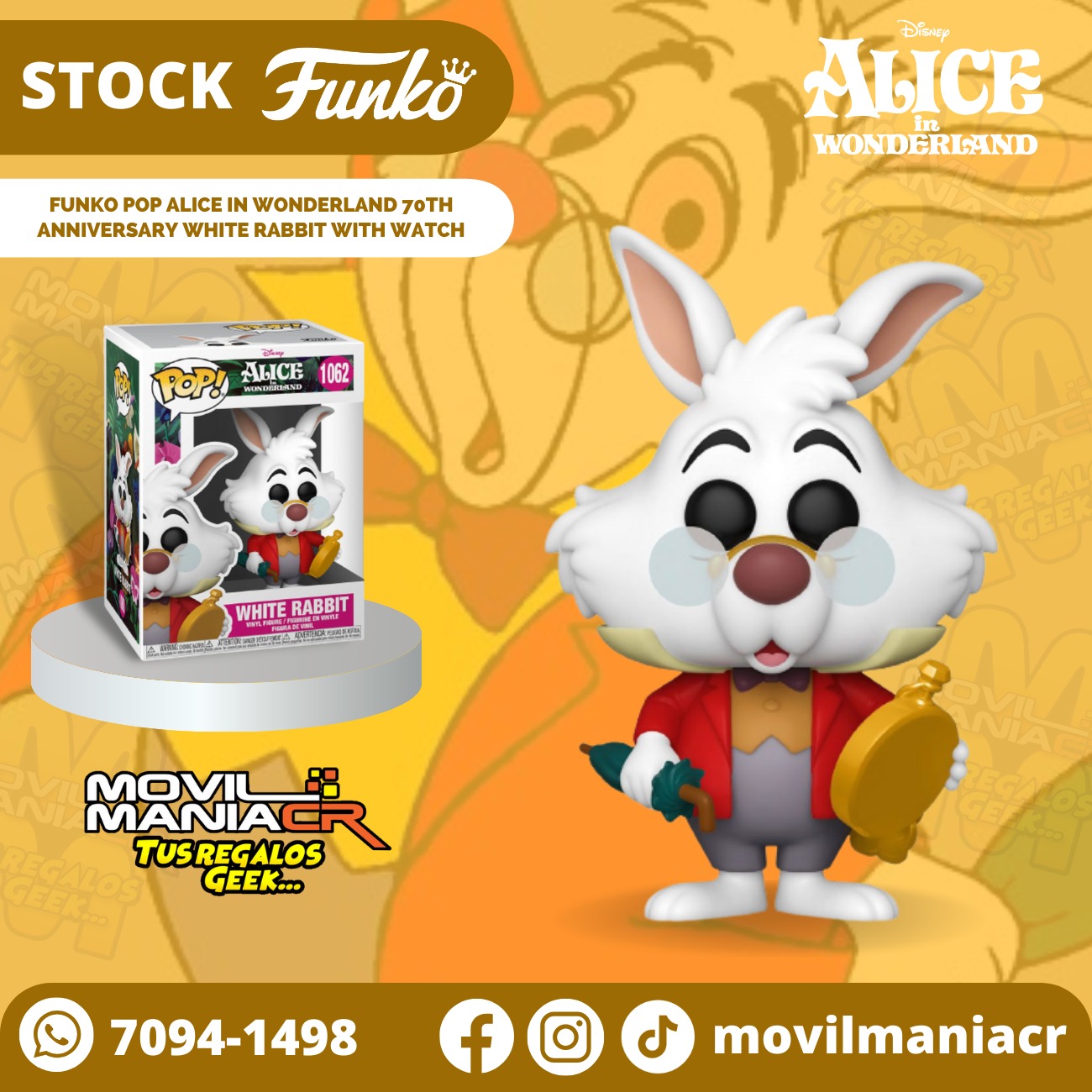 Funko Pop Alice in Wonderland 70th Anniversary White Rabbit with Watch #1062