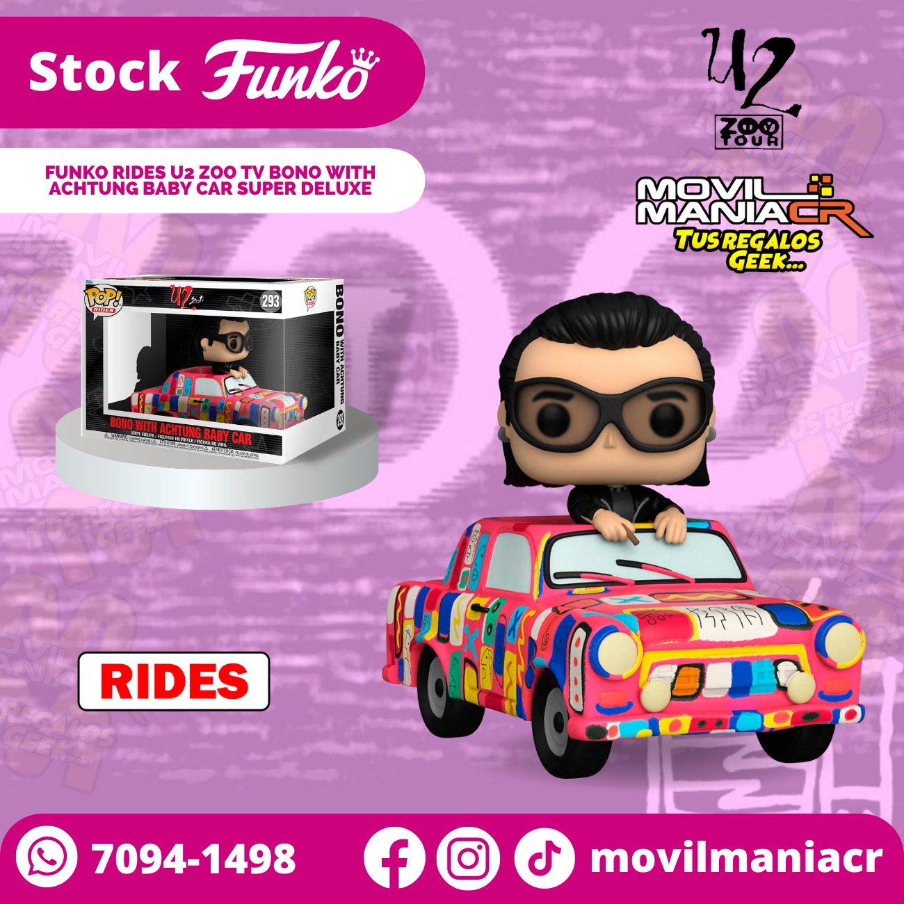 Funko Pop Rides U2 Zoo TV Bono with Achtung Baby Car Super #293
