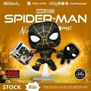 Funko Pop No Way Home Unmasked Spider-Man Black Suit CHASE GITD Exclusivo AAA-Anime #1073