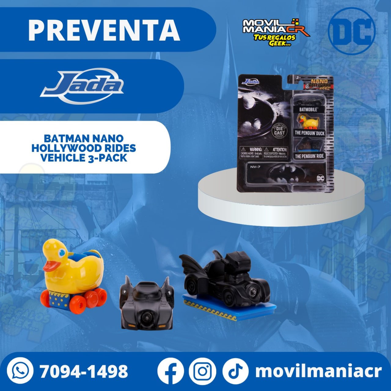 Preventa 3-Pack Carros Jada Toys Batman Nano Hollywood