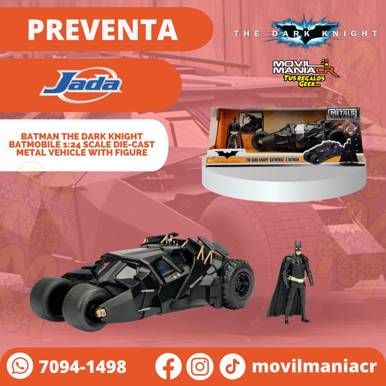 Preventa Carro Jada Toys Batman The Dark Knight Escala 124