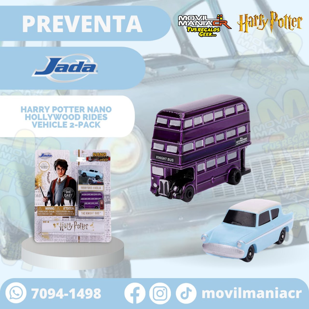 Preventa 2-Pack Carros Jada Toys Harry Potter Nano Hollywood Rides