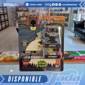 3-Pack Carros Jada Toys Batman 1966 TV Series Nano Hollywood Rides – (Stock) ¡Disponible Ahora!