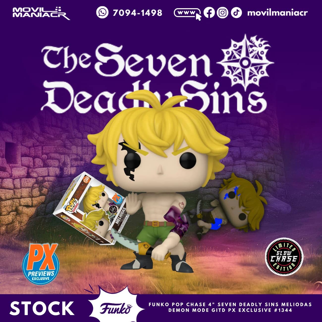 Funko Pop Seven Deadly Sins Meliodas GITD CHASE Exclusivo #1344 - (Stock) ¡Disponible Ahora! 1 Funko Pop Seven Deadly Sins Meliodas GITD CHASE Exclusivo #1344 - (Stock) ¡Disponible Ahora!