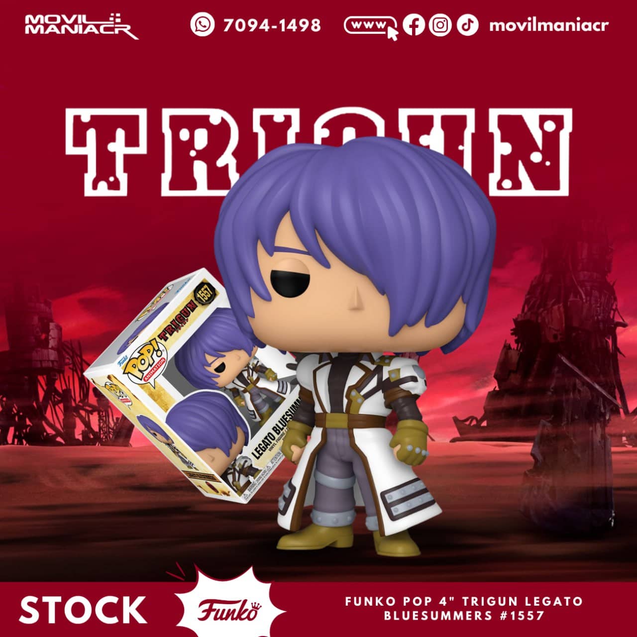 Funko Pop Trigun Legato Bluesummers #1557 - (Stock) ¡Disponible Ahora! 1 Funko Pop Trigun Legato Bluesummers #1557 - (Stock) ¡Disponible Ahora!