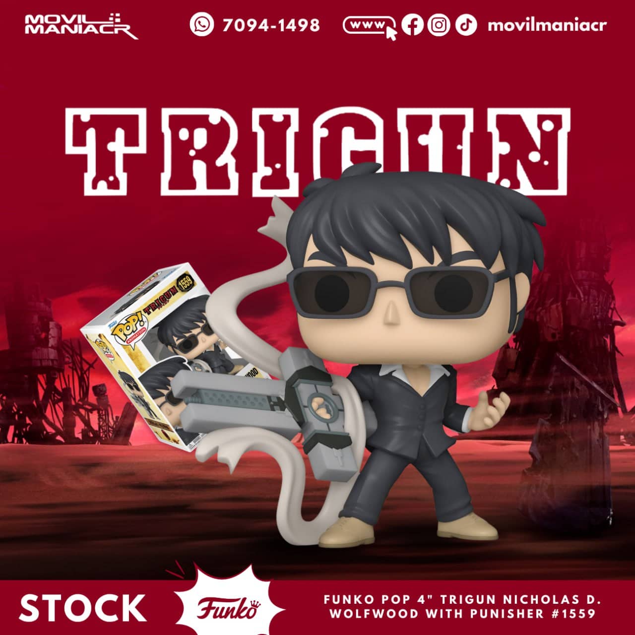 Funko Pop Trigun Nicholas D. Wolfwood #1559 - (Stock) ¡Disponible Ahora! 1 Funko Pop Trigun Nicholas D. Wolfwood #1559 - (Stock) ¡Disponible Ahora!