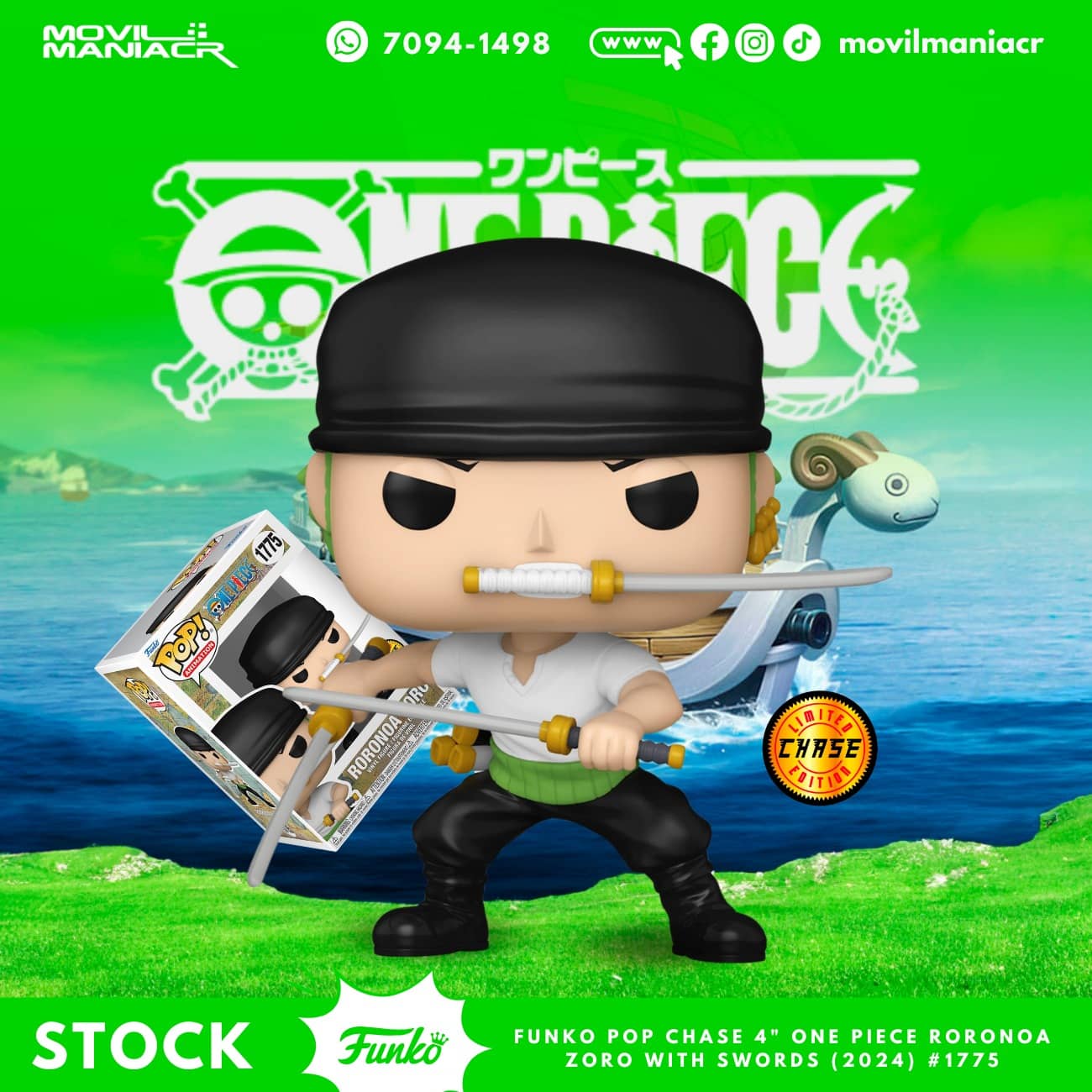 Funko Pop One Piece Roronoa Zoro CHASE (2024) #1775 - (Stock) ¡Disponible Ahora! 1 Funko Pop One Piece Roronoa Zoro CHASE (2024) #1775 - (Stock) ¡Disponible Ahora!