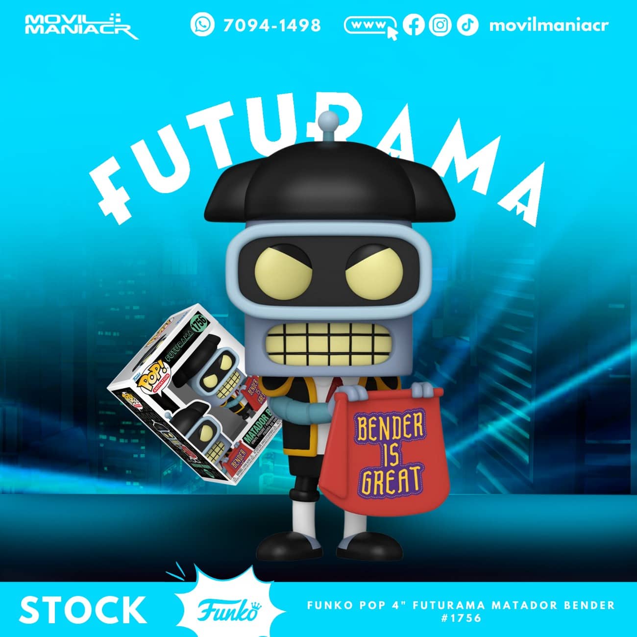 Funko Pop Futurama Matador Bender #1756 - (Stock) ¡Disponible Ahora! 1 Funko Pop Futurama Matador Bender #1756 - (Stock) ¡Disponible Ahora!