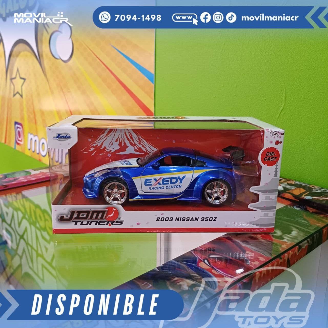 Carro Jada Toys JDM Tuners 2003 Nissan 350Z Exedy Candy Blue Escala 1:24 – (Stock) ¡Disponible Ahora! 1 Carro Jada Toys JDM Tuners 2003 Nissan 350Z Exedy Candy Blue Escala 124 – (Stock) ¡Disponible Ahora!