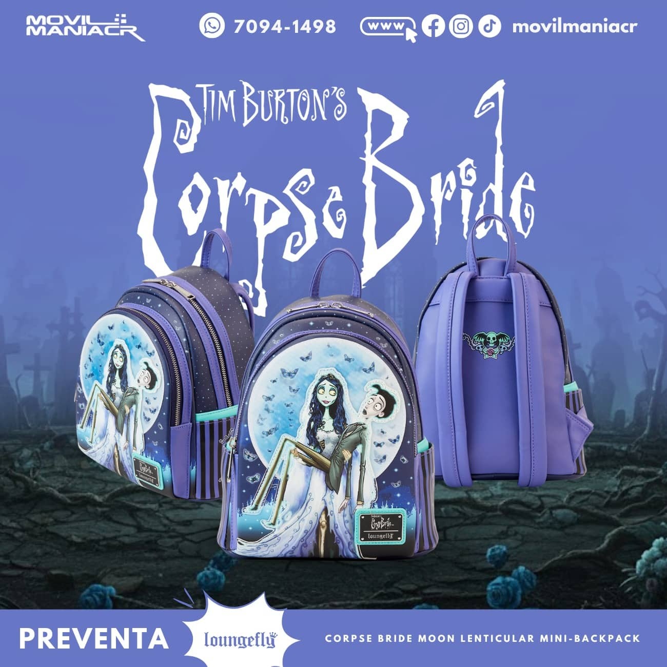 Bolso Mini Loungefly Corpse Bride Moon Lenticular - (Preventa ...
