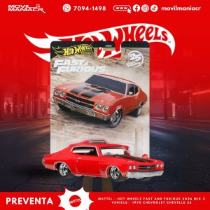 Hot Wheels Premium Fast and Furious 1970 Chevrolet Chevelle SS - (Preventa) ¡Reserva Ahora!