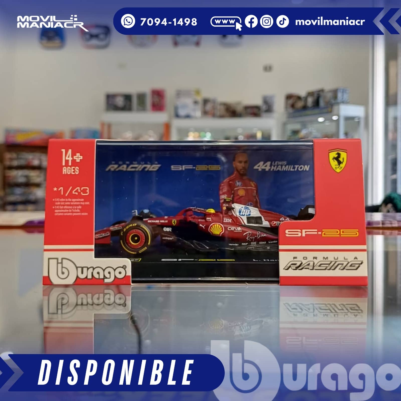 Carro Bburago Formula 1 Ferrari SFR Season Car Lewis Hamilton (2025) Escala 1:43 – (Stock) ¡Disponible Ahora! 1 Carro Bburago Formula 1 Ferrari SFR Season Car Lewis Hamilton (2025) Escala 143 – (Stock) ¡Disponible Ahora!