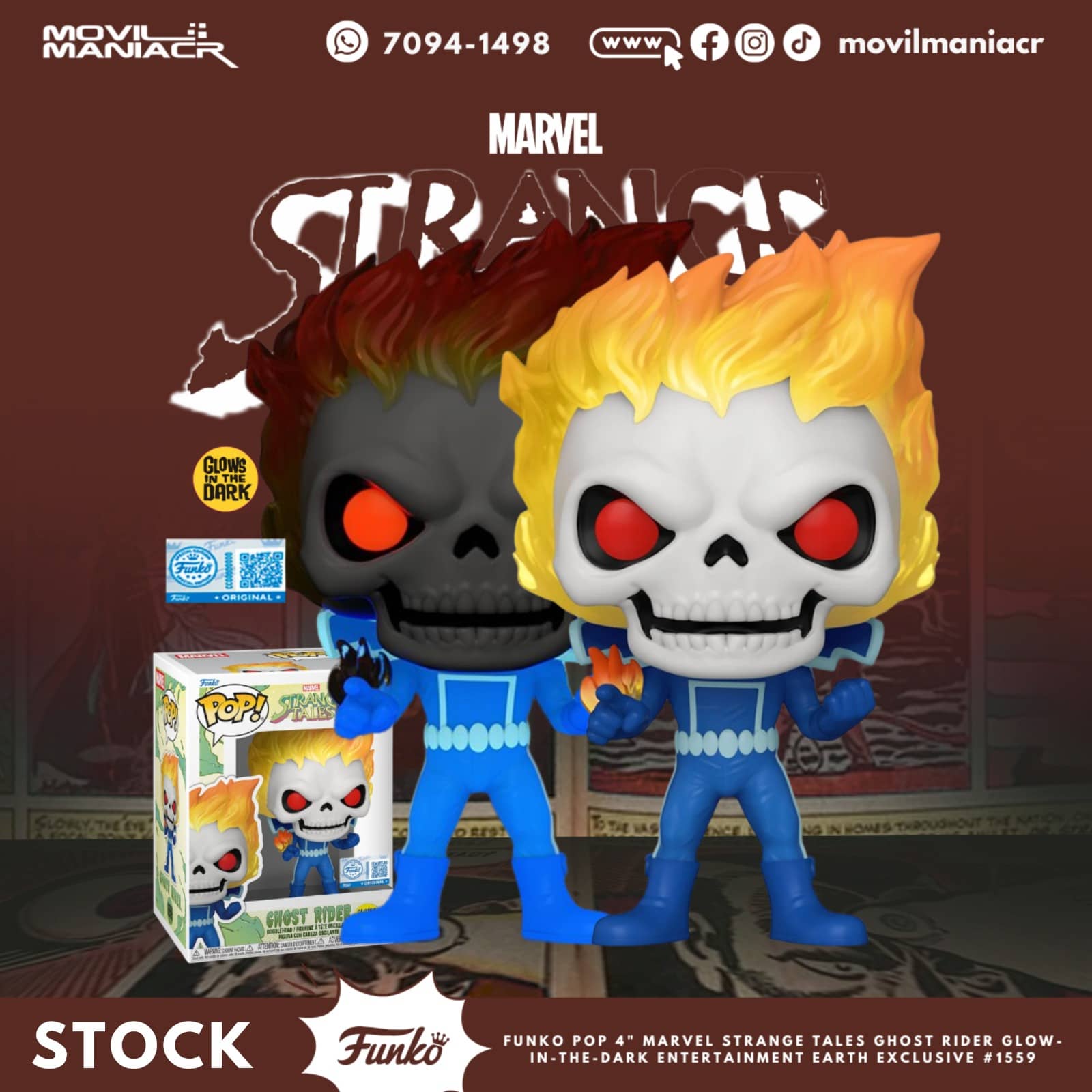 Funko Pop Marvel Strange Tales Ghost Rider GITD Exclusivo #1559 - (Stock) ¡Disponible Ahora! 1 Funko Pop Marvel Strange Tales Ghost Rider GITD Exclusivo #1559