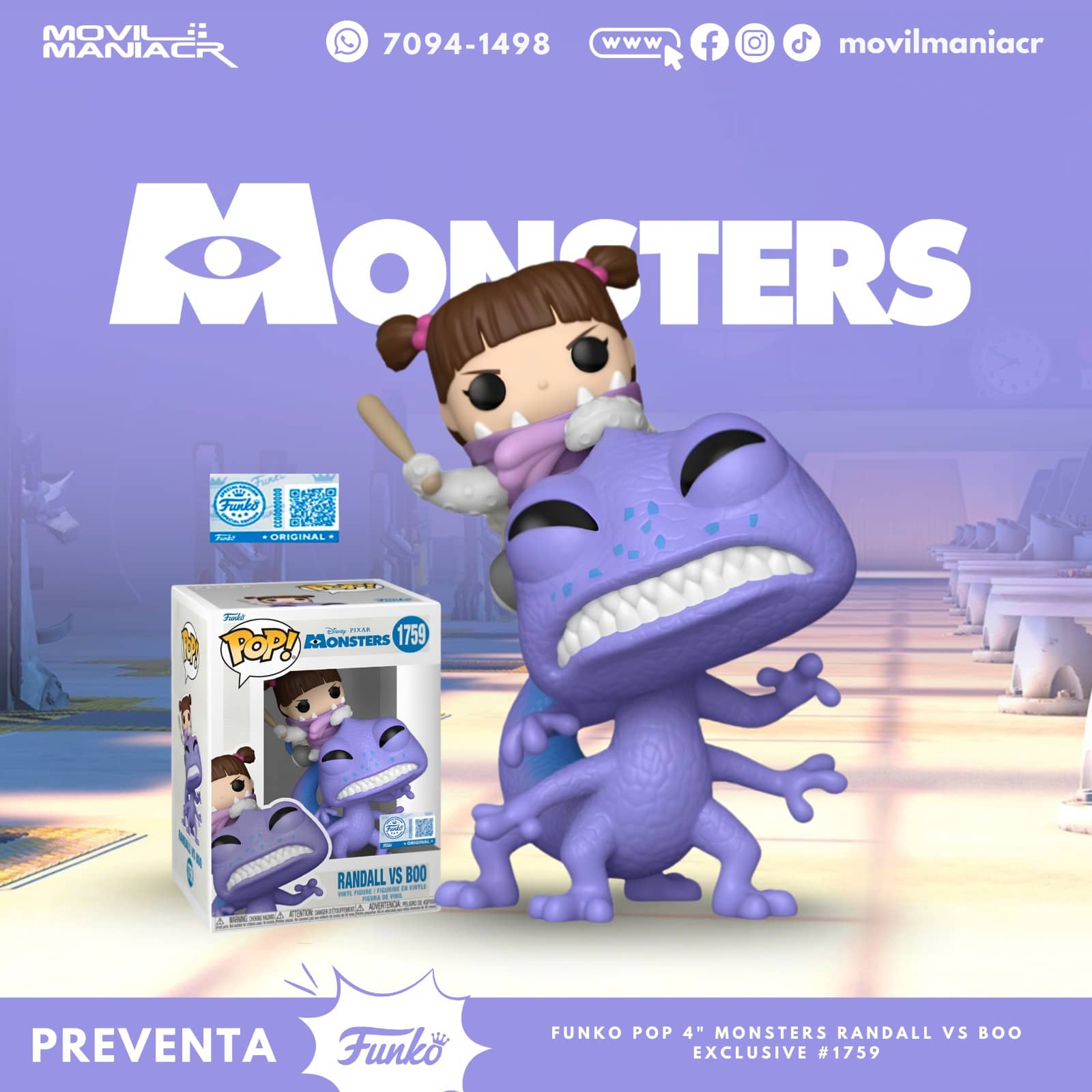 Funko Pop Monster Inc Randall w Boo Exclusivo #1759 - (Preventa) ¡Reserva Ahora! 1 Funko Pop Monster Inc Randall w Boo Exclusivo #1759 - (Preventa) ¡Reserva Ahora!