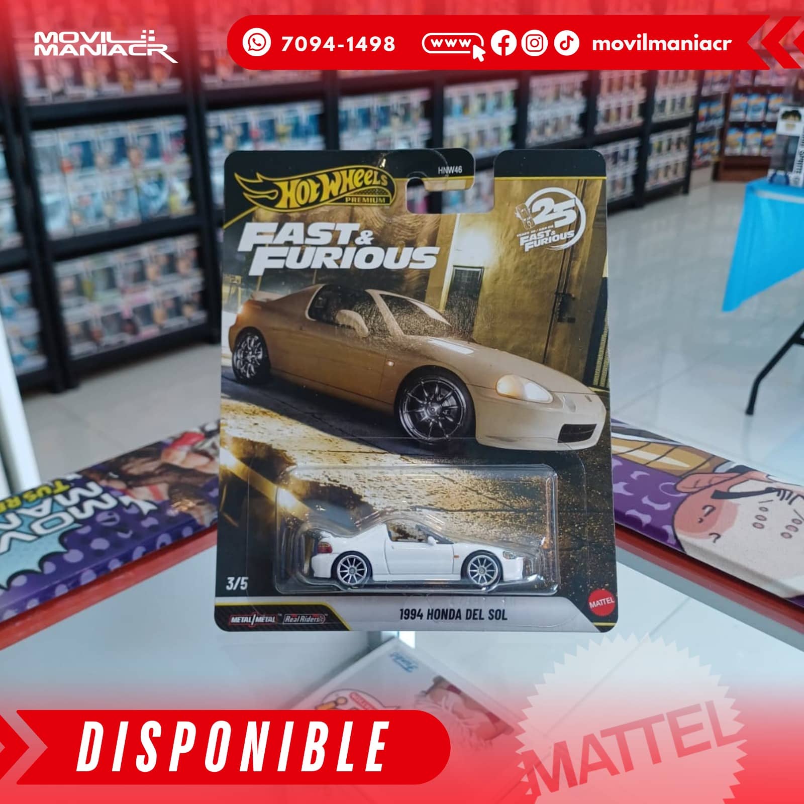 Hot Wheels Fast and Furious '93 Honda Del Sol - Premium (Stock) ¡Disponible Ahora! 1 Hot Wheels Fast and Furious '93 Honda Del Sol - Premium (Stock) ¡Disponible Ahora!