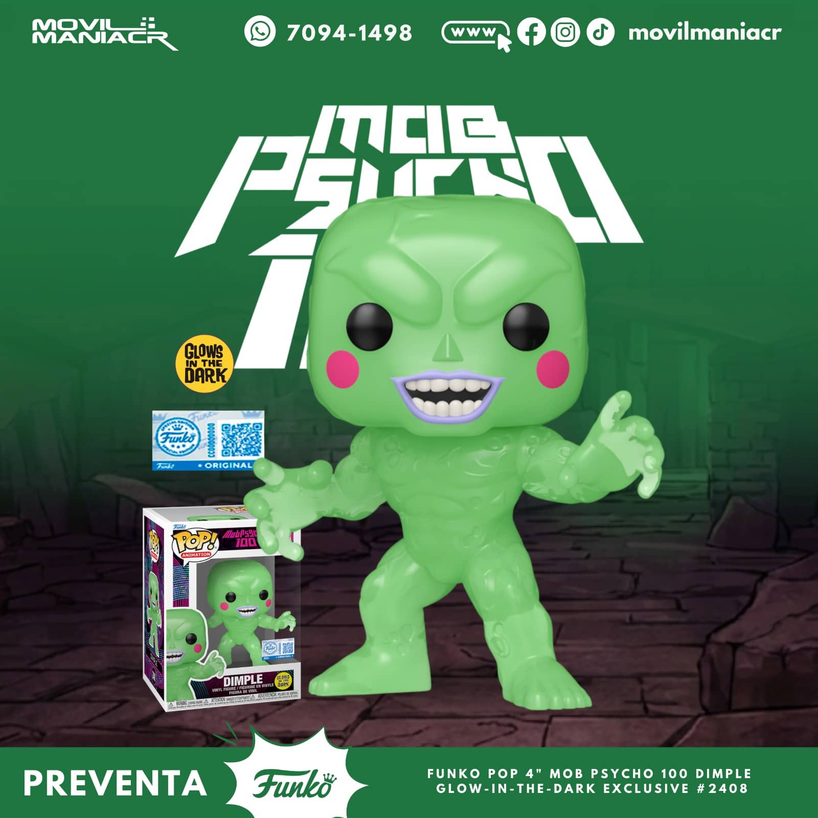 Funko Pop Mob Psycho 100 Dimple GITD Exclusivo #2408 - (Preventa) ¡Reserva Ahora! 1 Funko Pop Mob Psycho 100 Dimple GITD Exclusivo #2338 - (Preventa) ¡Reserva Ahora!