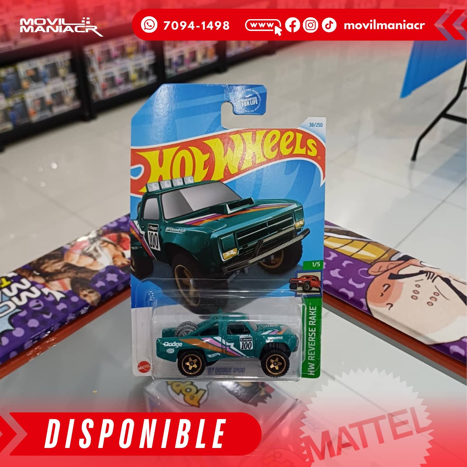 Hot Wheels '87 Dodge D100 (38/250) 2024 – Turquesa (Stock) ¡Disponible Ahora! 1 Hot Wheels '87 Dodge D100 (38250) 2024 – Turquesa (Stock) ¡Disponible Ahora!