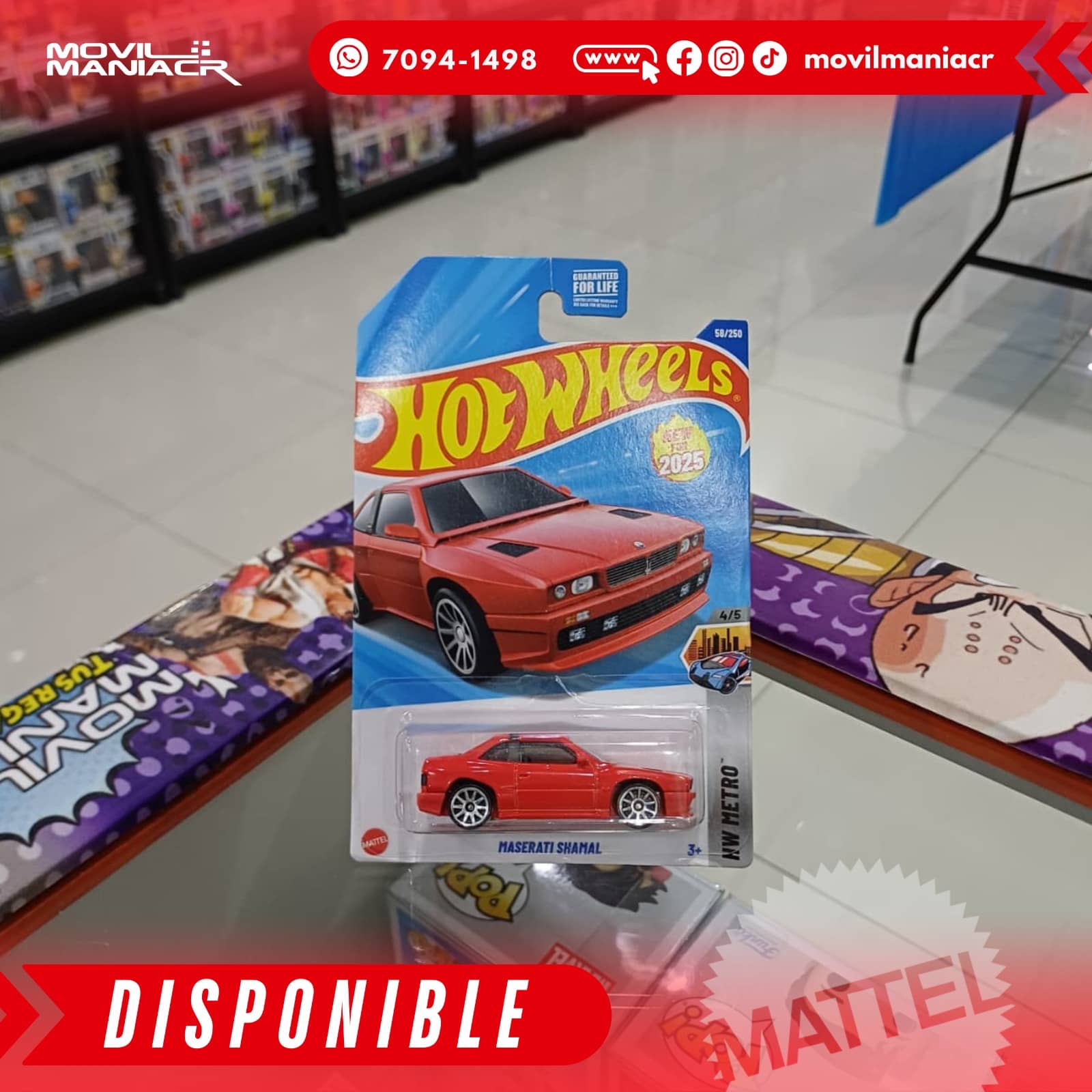 Hot Wheels Maserati Shamal (58/250) 2025 – (Stock) ¡Disponible Ahora! 1 Hot Wheels Maserati Shamal (58250) 2025 – (Stock) ¡Disponible Ahora!