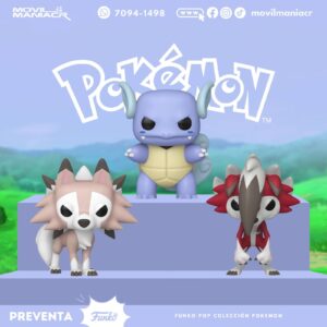 Colección 3 Funko Pop Pokémon(Lycanroc Midday Form-Lycanroc Midnight Form-Wartortle) - (Preventa) ¡Reserva Ahora!