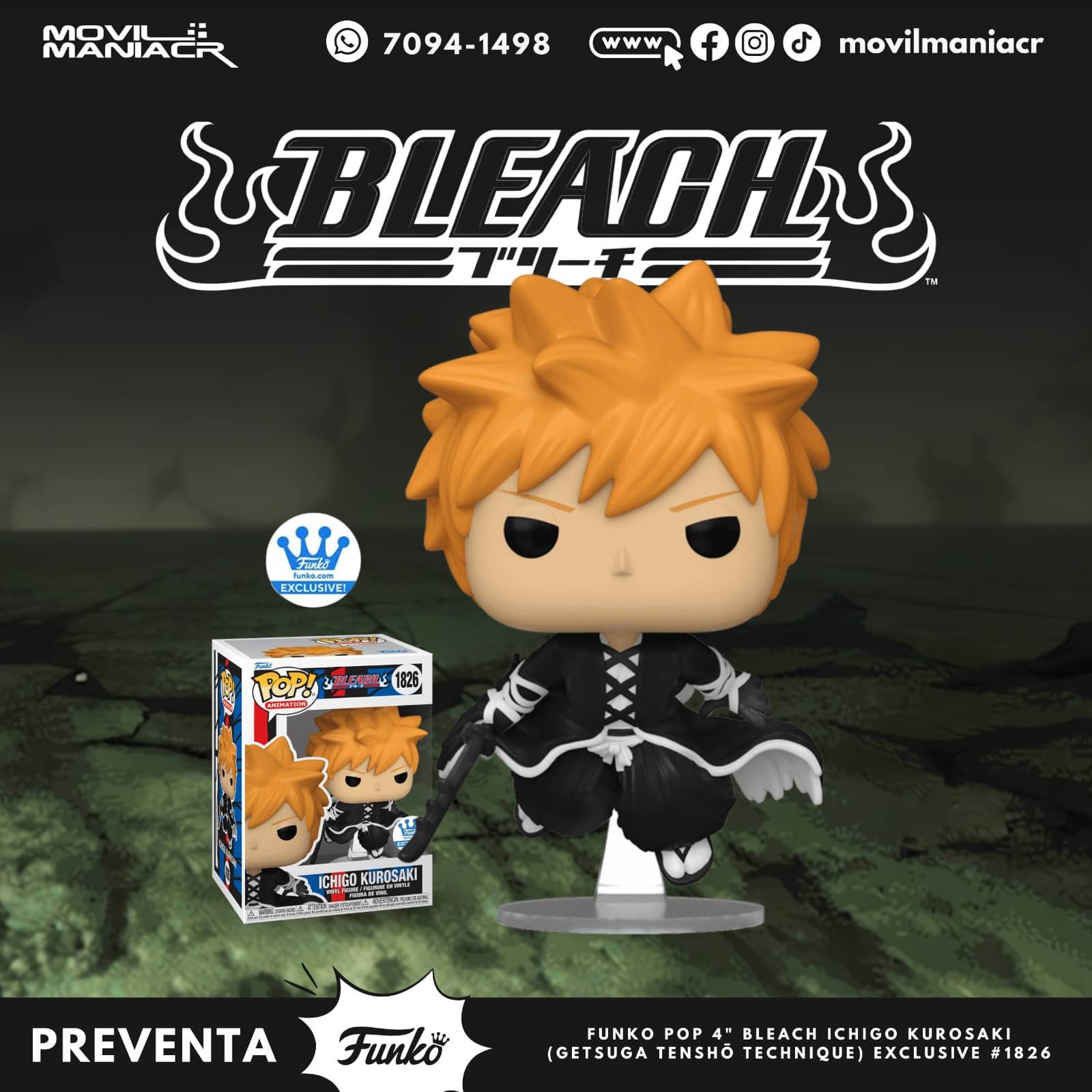 Funko Pop Bleach Ichigo Kurosaki Exclusivo #1826 - (Preventa) ¡Reserva Ahora! 1 Funko Pop Bleach Ichigo Kurosaki Exclusivo #1826 - (Preventa) ¡Reserva Ahora!