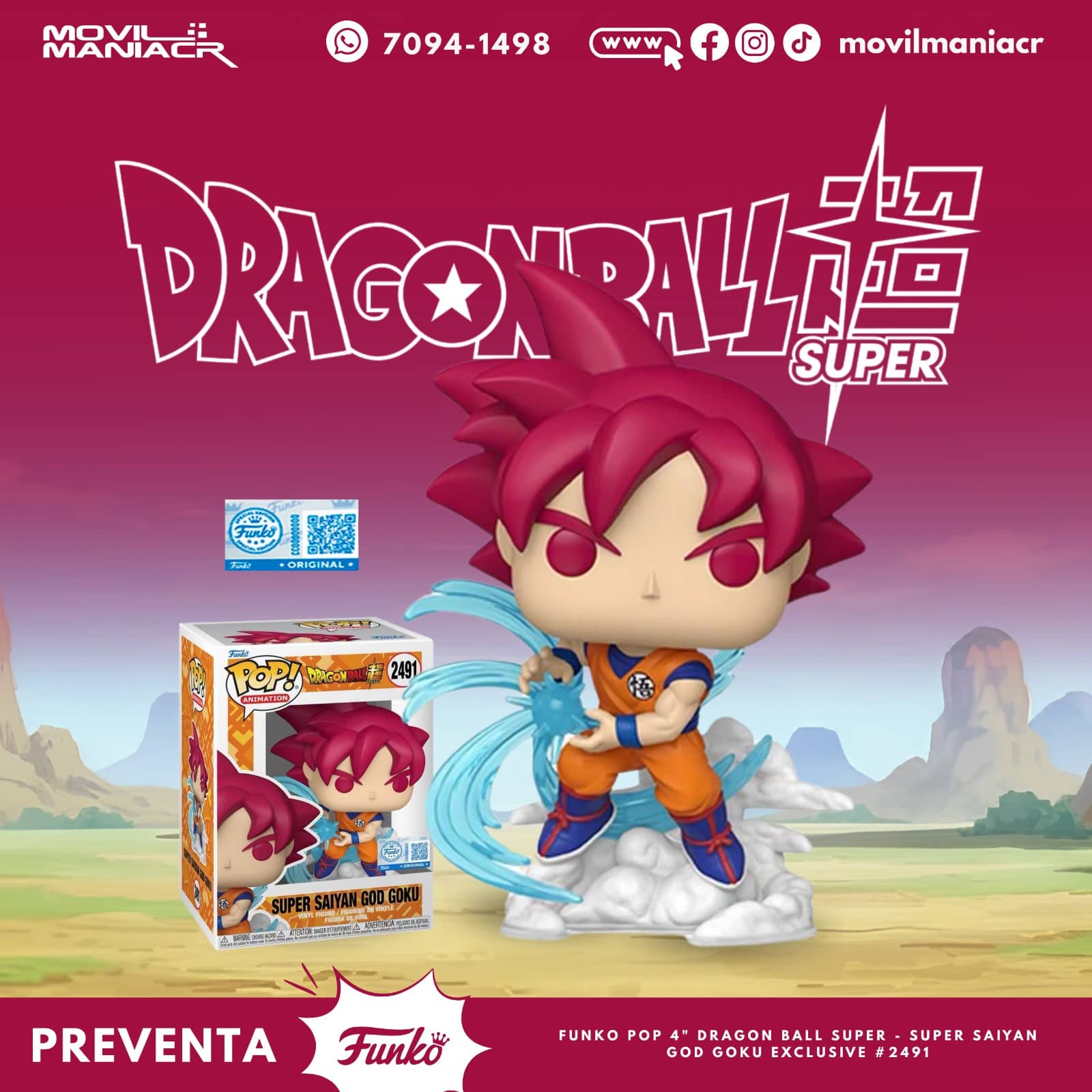 Funko Pop Dragon Ball Super - Super Saiyan God Goku Exclusivo #2491 - (Preventa) ¡Reserva Ahora! 1 Funko Pop Dragon Ball Super - Super Saiyan God Goku Exclusivo Exclusivo #2491 - (Preventa) ¡Reserva Ahora!