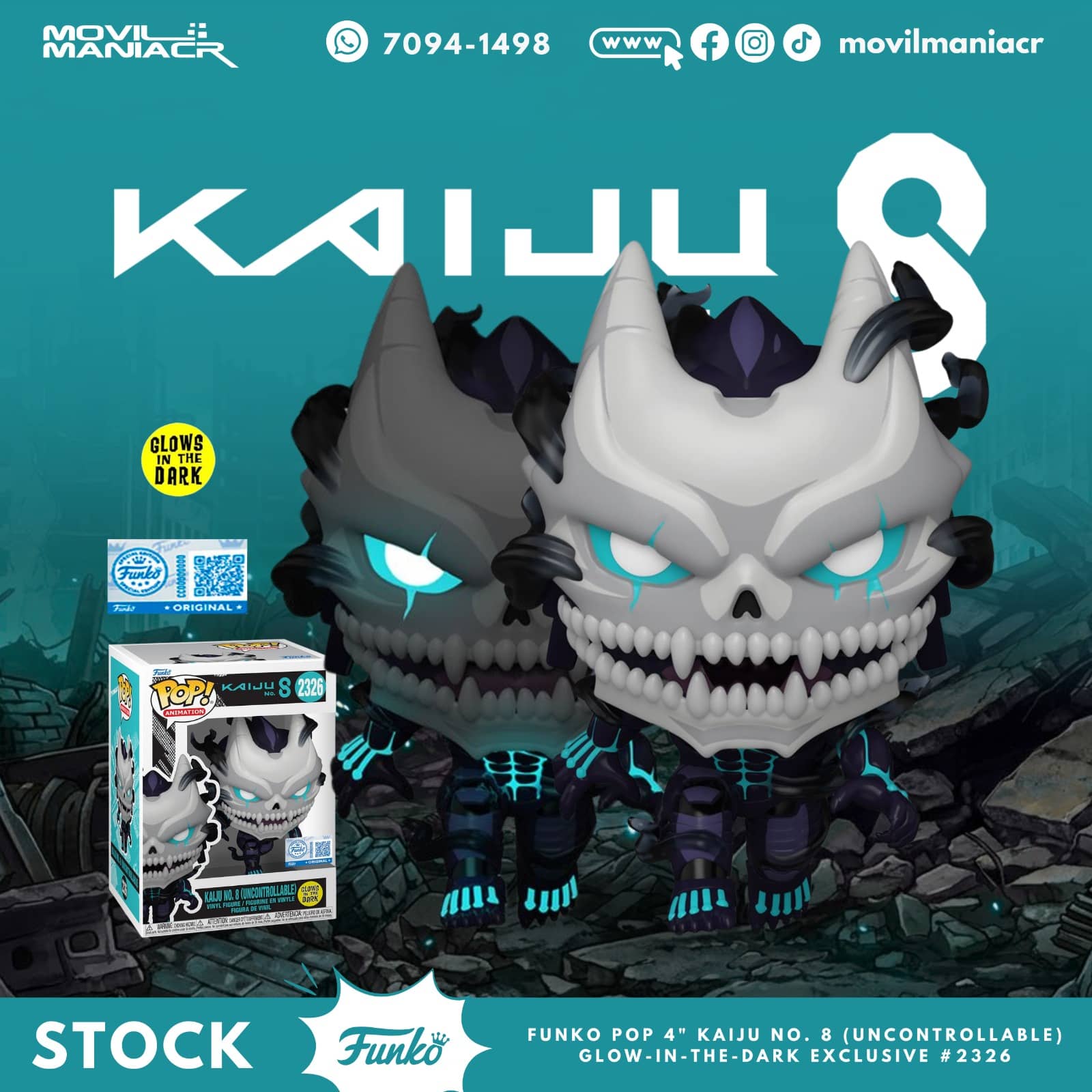 Funko Pop Kaiju No. 8(Uncontrollable) GITD Exclusivo #2326 - (Stock) ¡Disponible Ahora! 1 Funko Pop Kaiju No. 8(Uncontrollable) GITD Exclusivo #2326 - (Stock) ¡Disponible Ahora!