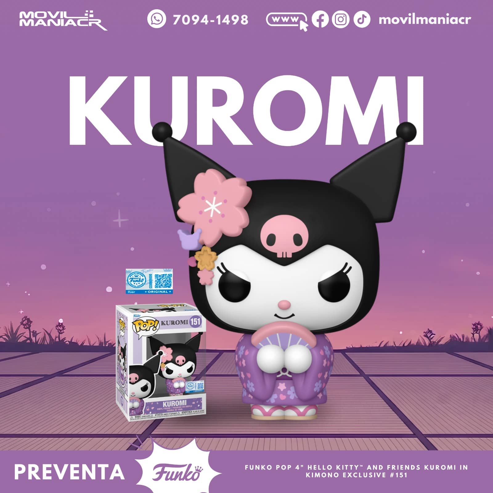 Funko Pop Kuromi in Kimono Exclusivo #151 - (Preventa) ¡Reserva Ahora! 1 Funko Pop Kuromi in Kimono Exclusivo #151 - (Preventa) ¡Reserva Ahora!