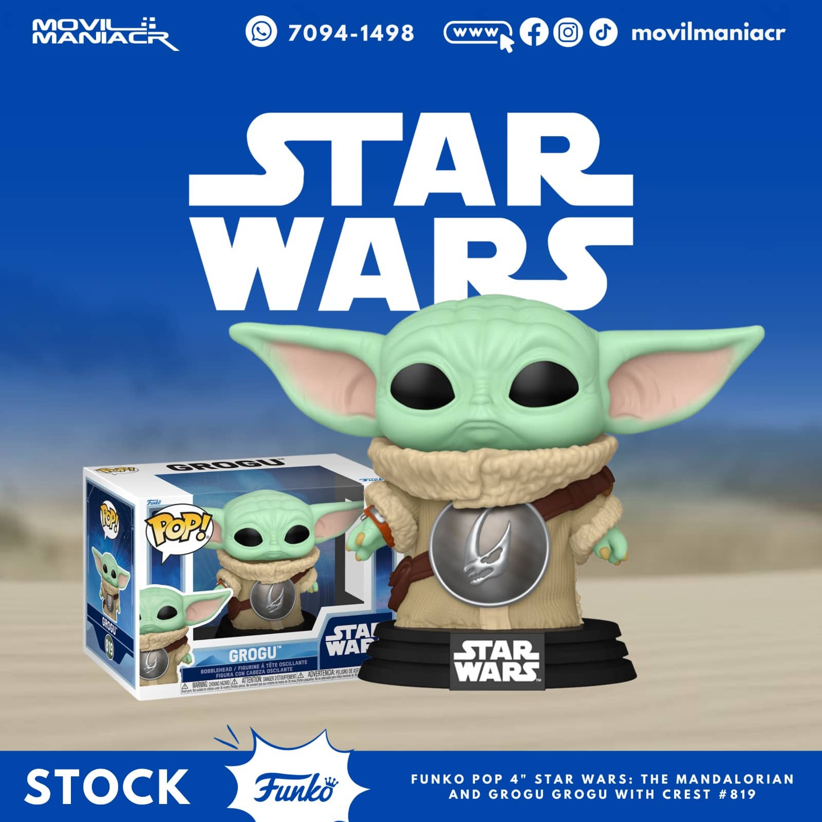 Funko Pop Star Wars The Mandalorian Grogu w Crest #819 - (Stock) ¡Disponible Ahora! 1 Funko Pop Star Wars The Mandalorian Grogu w Crest #819 - (Stock) ¡Disponible Ahora!
