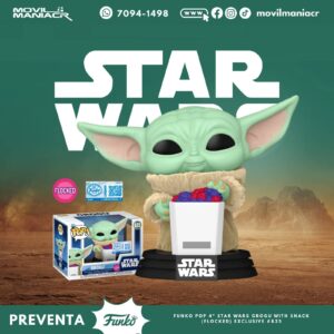Funko Pop The Mandalorian Grogu with Snack(Flocked) Exclusivo #825 - (Preventa) ¡Reserva Ahora!