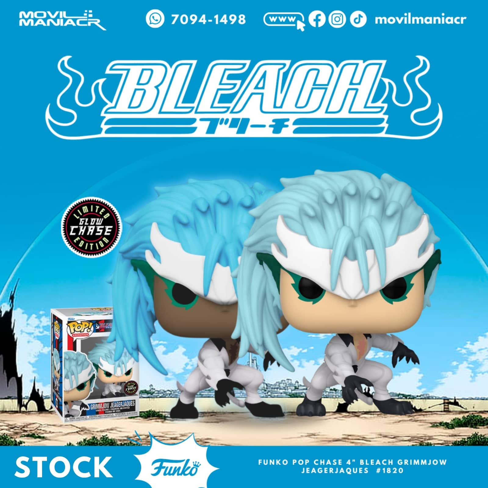 Funko Pop Bleach Grimmjow Jeagerjaques Chase GITD #1820 - (Stock) ¡Disponible Ahora! 1 Funko Pop Bleach Grimmjow Jeagerjaques Chase GITD #1820 - (Stock) ¡Disponible Ahora!