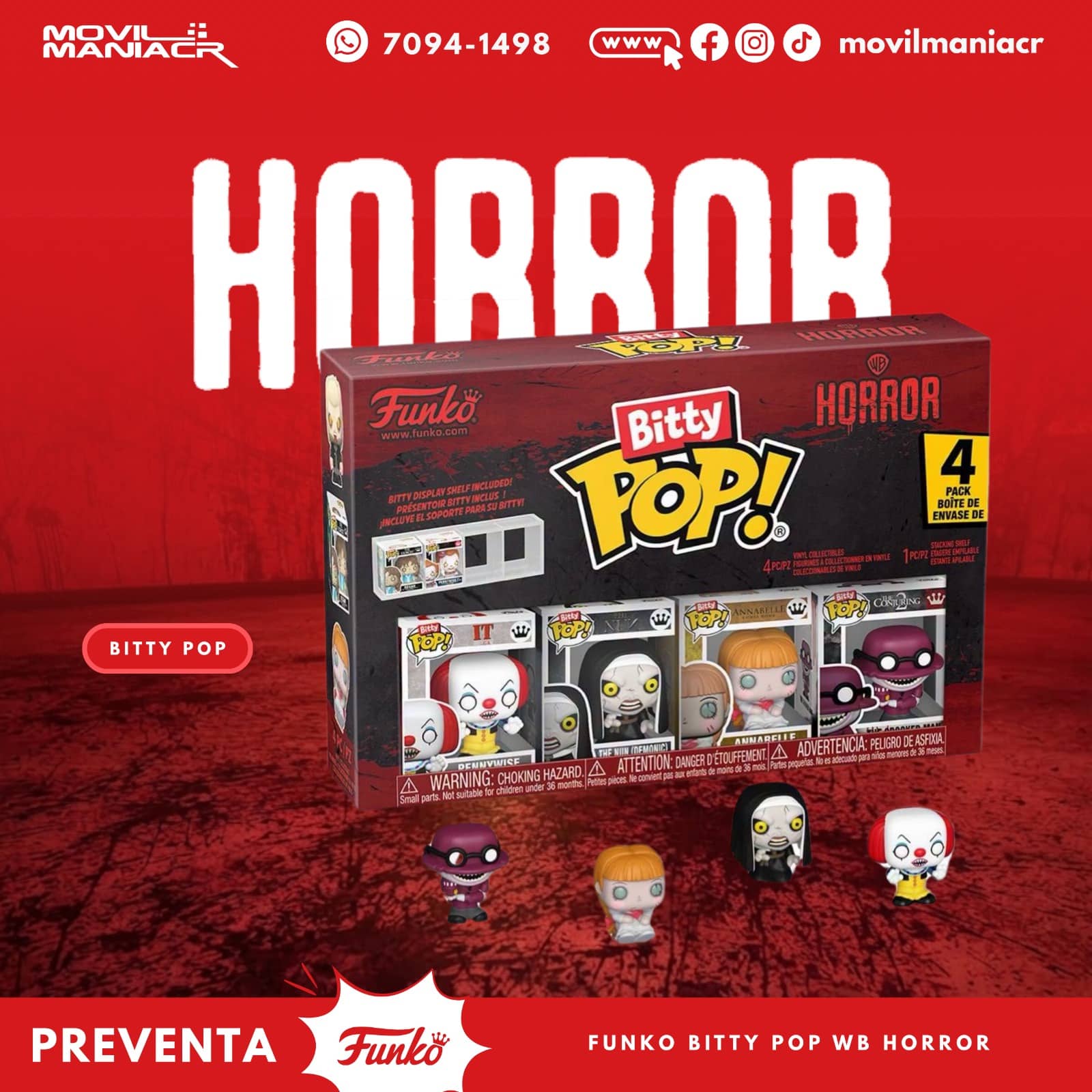 4-Pack Bitty Pop Horror(Pennywise '89, The Nun, Annabelle y The Crooked Man) - (Preventa) ¡Reserva Ahora! 1 4-Pack Bitty Pop Horror(Pennywise '89, The Nun, Annabelle y The Crooked Man) - (Preventa) ¡Reserva Ahora!