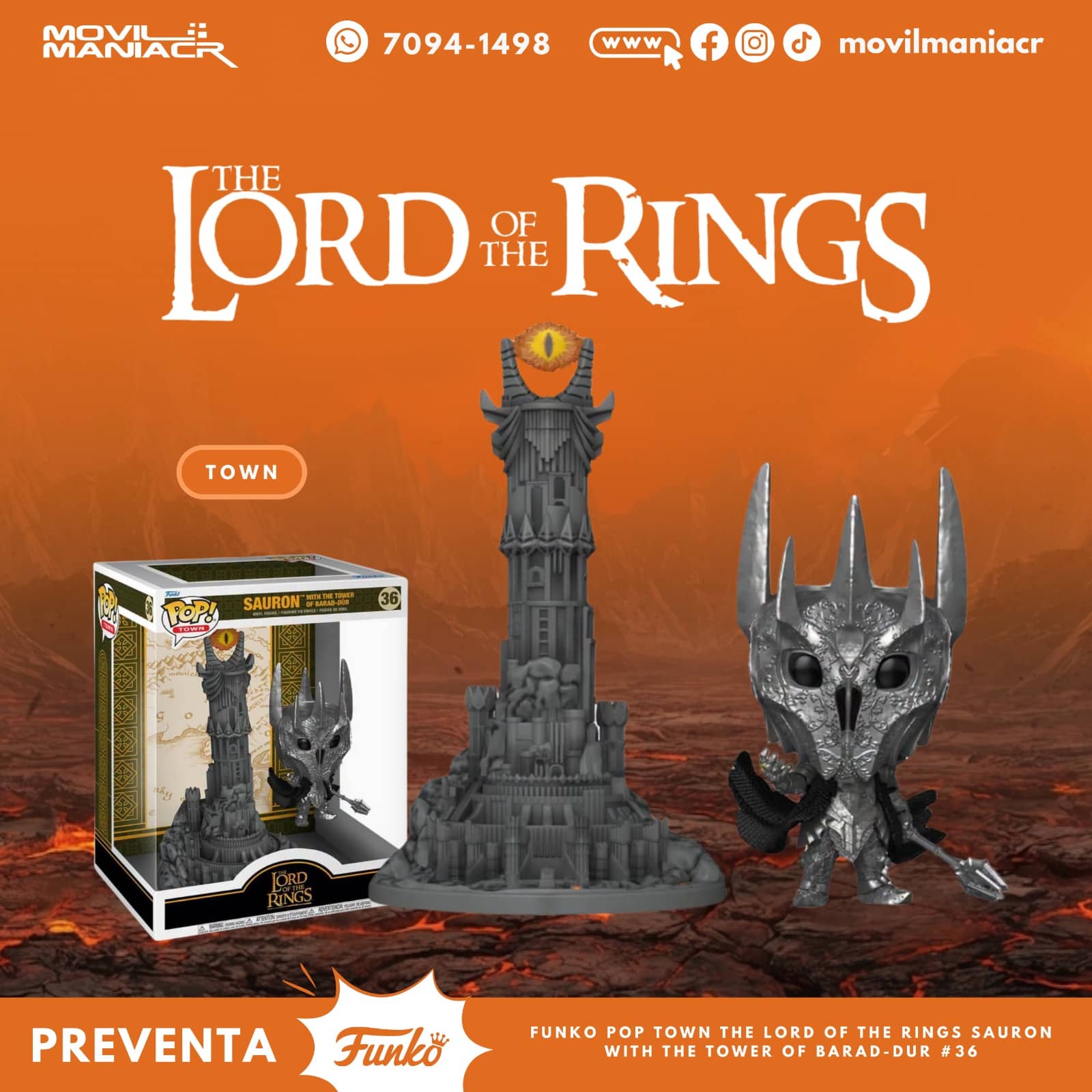 Funko Pop The Lord of the Rings Sauron w The Tower of Barad-Dur Town #22 - (Preventa) ¡Reserva Ahora! 1 Funko Pop The Lord of the Rings Sauron w The Tower of Barad-Dur Town #22 - (Preventa) ¡Reserva Ahora!